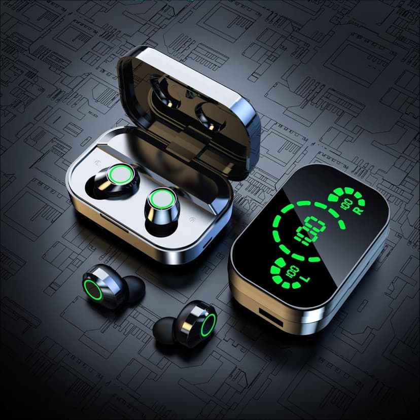 BSWLMDD Wireless Bluetooth 5.4 Earbuds 28-Hour Battery Life Hi-Fi bass Earbuds Waterproof LED Display Charging case Included in-Ear Design with Microphone Compatible with Phones/Computers/Sports