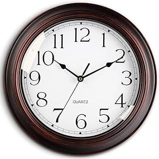 KECYET Wall Clock 10 Inch Battery Operated Silent Non-Ticking Wall Clock Vintage Retro Rustic Style Decorative for Bedroom Living Room Kitchen Home Office (Bronze)