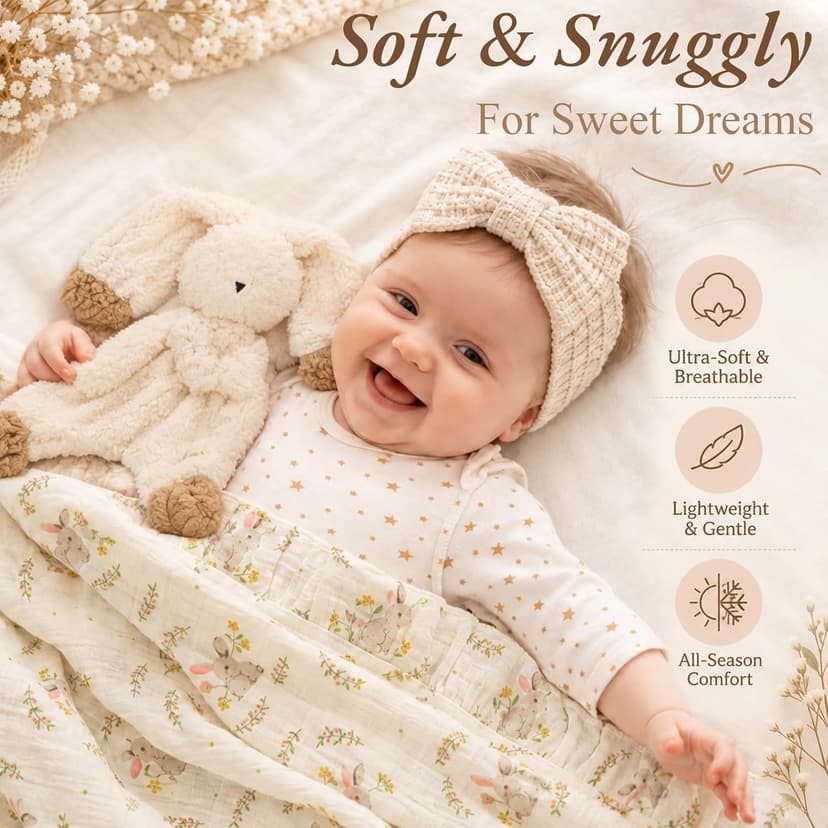 Baby Shower Gifts Set with a 0–6M Romper,39-Inch Swaddle,Sensory Books,Bunny Toy,Parent Mugs & Gift Basket Baby Girl Gift Basket,Newborn Baby Girl & New Parents Gift,New Mom Gifts B0H7WPNR2K