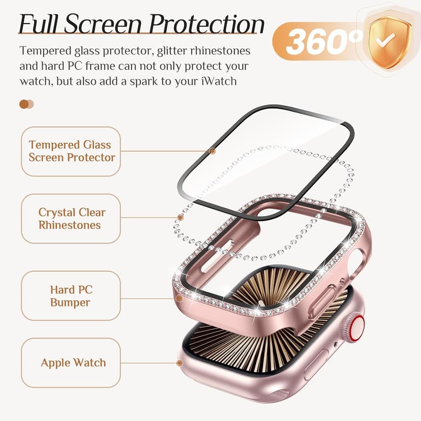 Goton 2-Pack Bling Case for Apple Watch Series 11/10 Screen Protector 42mm, Women Glitter Diamond Rhinestone Bumper Face Cover for iWatch Accessories 42 mm