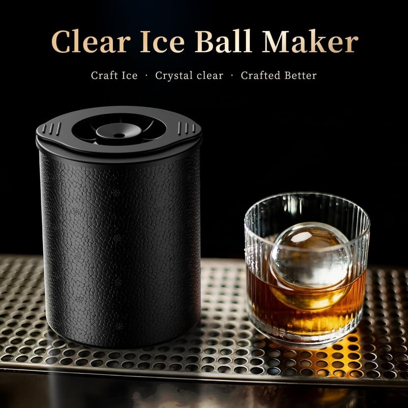 Clear Ice Ball Maker for Whiskey: 2.5" Crystal Clear Ice Maker - Large Ice Sphere Maker for Bourbon & Cocktails - Easy Release Silicone Ice Cube Maker for Home Bar