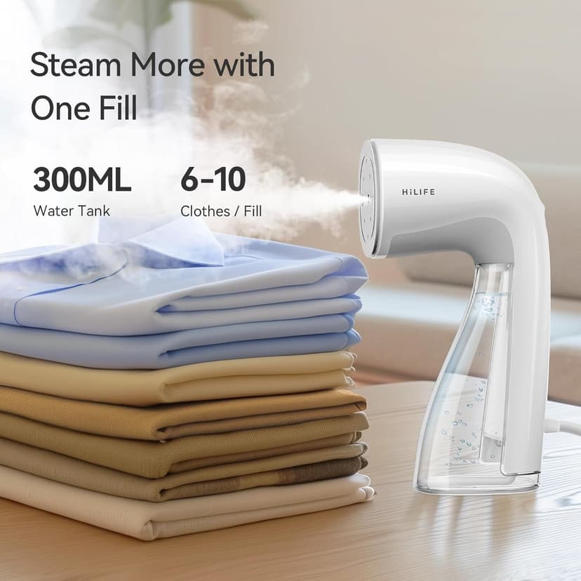 HiLIFE Upgraded Steamer for Clothes, Handheld Portable Design, 1100W Powerful Steam, 300ml Larger Tank & No Leak Design, 30S Fast Heat-up, Quick Wrinkle Remover, Compact Size for Travel, ONLY 120V