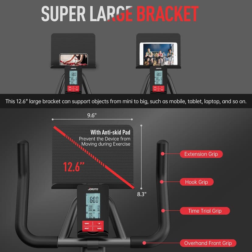 JOROTO Exercise Bike, Magnetic Stationary Bikes for Home with 40LBS Flywheel, App Supported Indoor Bike with 350LBS Weight Capacity, Low Noise,Digital Monitor,Bottle and Tablet Holder