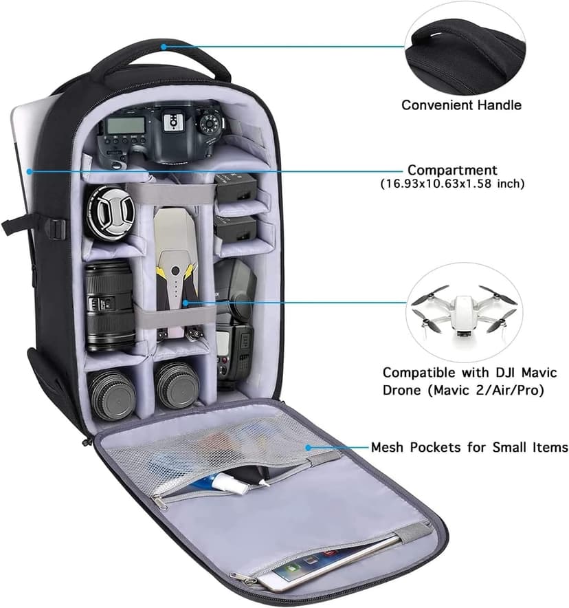 15-16 inch Waterproof Hardshell Case with Tripod Holder&Laptop Compartment Compatible with Canon/Nikon/Sony, Black MOSISO Camera Backpack, DSLR/SLR/Mirrorless Photography Camera Bag B07ZCRWPPV