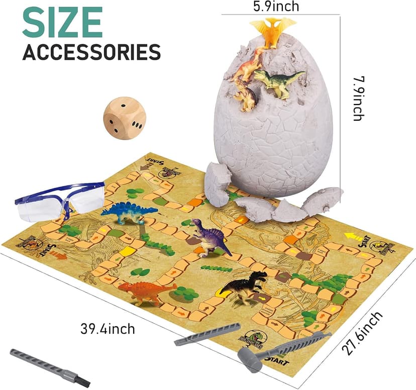 Jumbo Dino Egg Dig Kit, Dinosaur Toys for Kids 5-7 8-12 with 12 Dinosaurs, Dinosaur Toys for 5 6 7 8 Year Old Boy Birthday Gift, Dinosaur Eggs Excavation Gifts for 5 6 7 Year Old Boy Girl