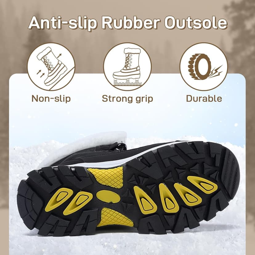 ziitop Womens Snow Boots Warm Fur Lined Winter Boots Anti Slip Ankle Boots Mid Calf Snowboots Waterproof and Cold-Resistant Outdoor Walking Shoes for Women Ladies Girls