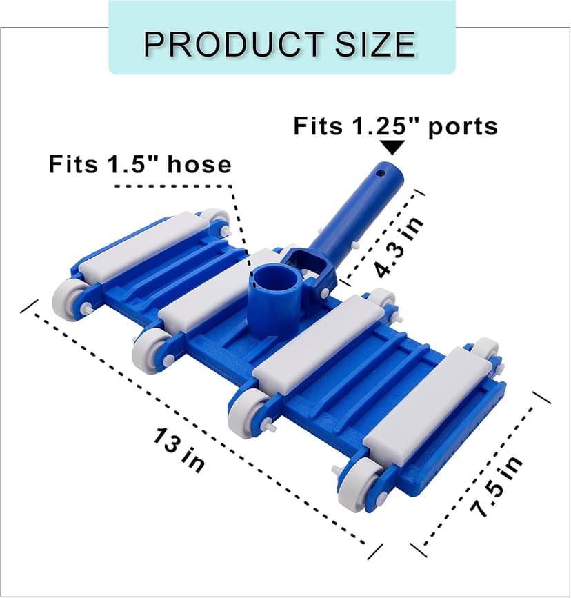 Uoark Pool Vacuum Head with Wheels, 14" Heavy Duty Head, Pool Vacuum Head Suitable for Above Ground and inground Pools(Pole not Included)