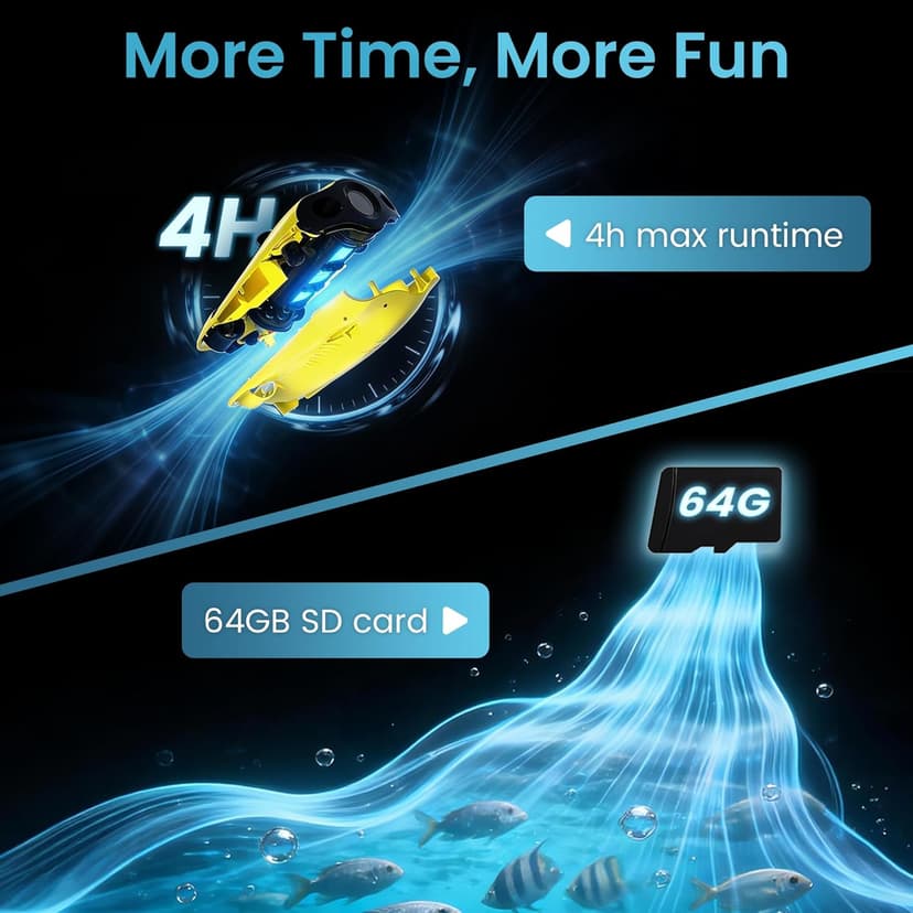 Underwater Drone, Mini S submarine drone with 4K+EIS Image Stabilization Camera for Real-Time Viewing Depth & Temperature Data, Direct-Connect Remote Controller, Dive to 330ft Underwater, Portable ROV