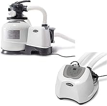 Intex 2800 GPH Pool Sand Filter Pump with Krystal Clear Saltwater System and Automatic Timer for Above Ground Swimming Pools, Black