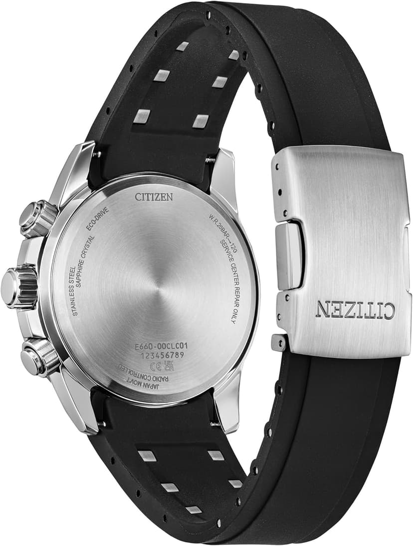 Citizen Citizen Men's Eco-Drive Sport Luxury PCAT Watch, Stainless Steel & Polyurethane Strap, Chronograph, Atomic Timekeeping