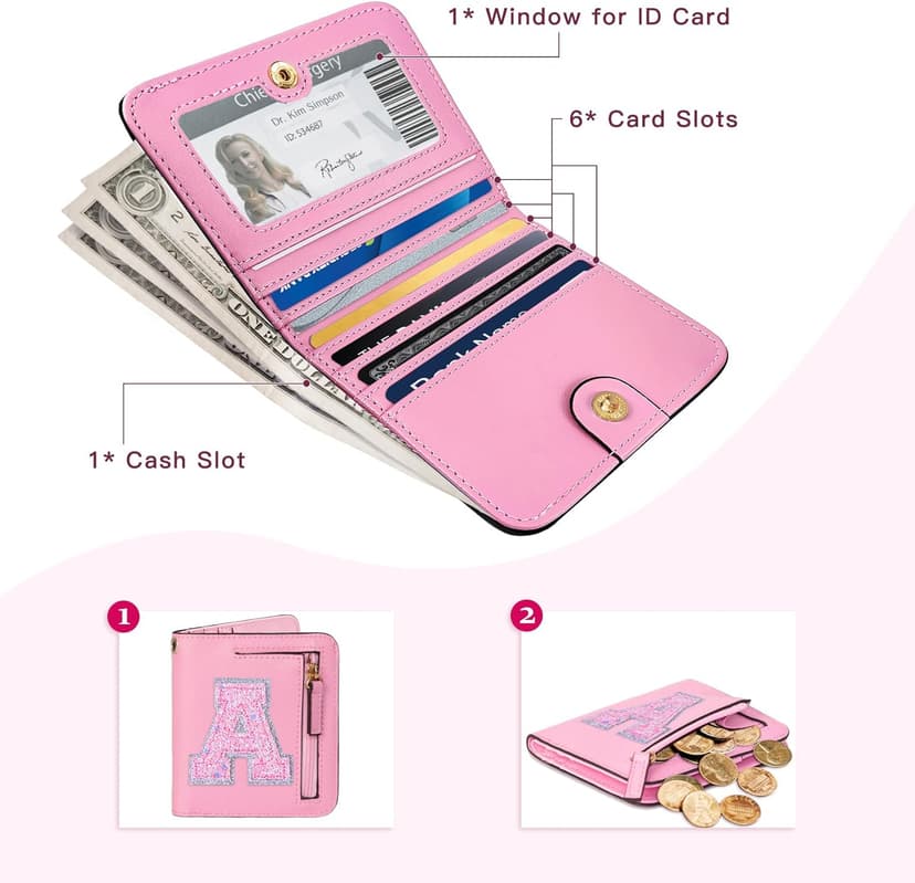 COSHAYSOO Initial RFID Girls Wallet Wristlet Christmas Stocking Stuffers Birthday Gift Ideas for 6 7 8 9 10 11 12 13 14 Year Old Girl Girly Gifts Tween Preteen Teen Preppy Trendy Stuff Pink Letter A