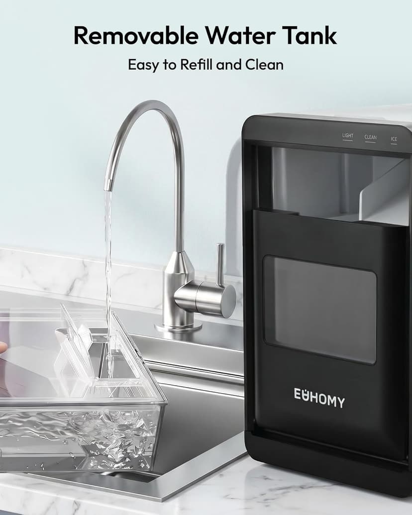 EUHOMY Nugget Ice Maker Countertop, 44Lbs/24H Sonic Ice Maker Machine, Self-Cleaning Pellet Ice Makers with Ice Scoop&Basket, Countertop Pebble Ice Maker for Home/Kitchen/Office