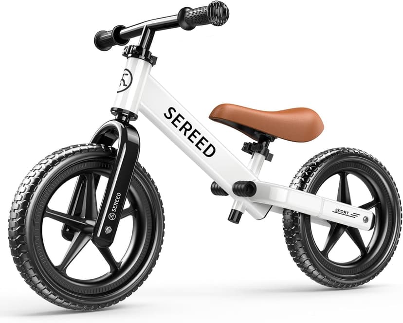 No Pedal Kids Toy Bike for 2-5 Years Old, Customize Plate with 3pcs Stickers (White) SEREED Toddler Balance Bike 2 Year Old, Gift for 2-3 Boys Girls, Adjustable B0DDQ4FQHK