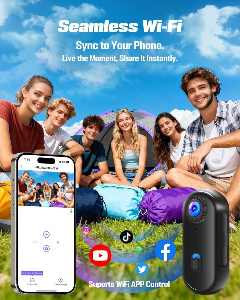 Upgraded 4K Action Camera, Mini Body Camera with Audio and Video Recording, Magnetic Hands Free POV Camera with 360°Rotatable Clip, Waterproof Case Chest Camerafor Pet Walking, Bike, Travel, Vlog