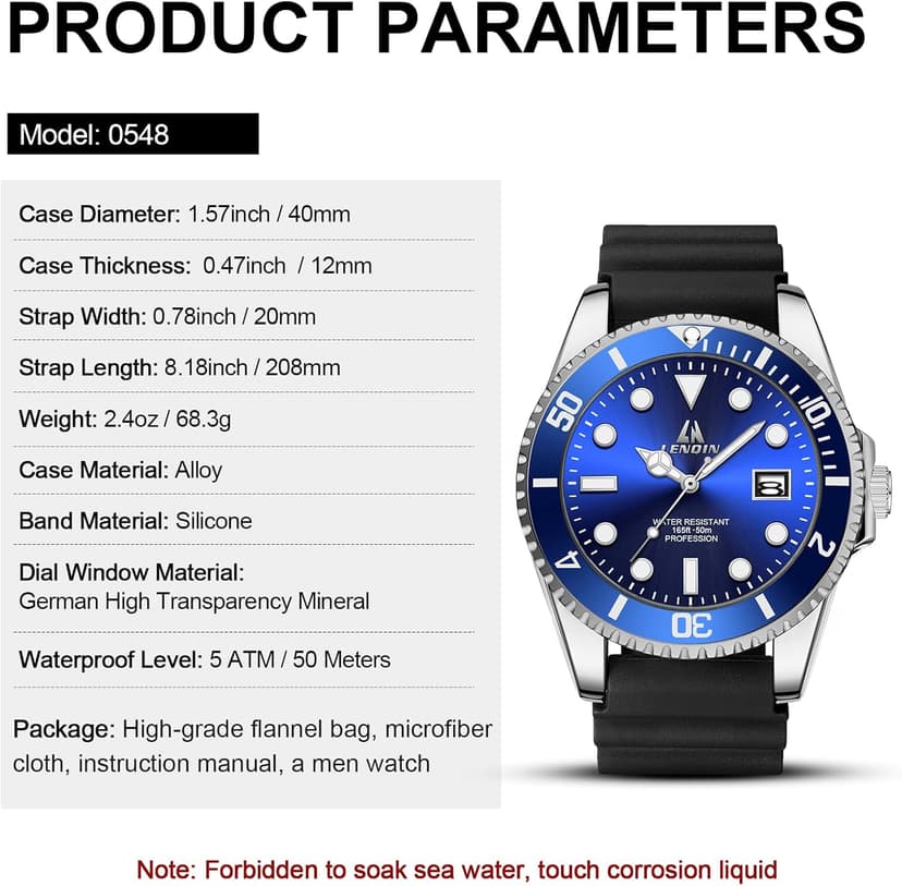 LN LENQIN Mens Watches Stainless Steel Waterproof Analog Quartz Watch for Men with Date Luminous Fashion Wristwatch