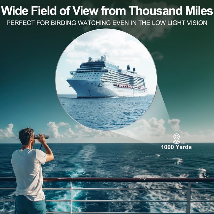 Aurosports 15x56 High Powered Binoculars for Adults - HD Large View Binos with Clear Low Light Vision - Non-Reflective Shell for Bird Watching, Hunting, Wildlife, Cruise, Travel - Gift for Men