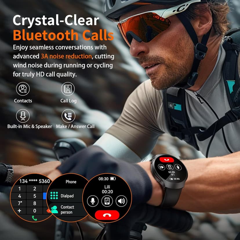 GPS Smart Watch for Men With AI (Answer/Make Call), 1.43" Micro-Spherical AMOLED Smartwatch for Android and iPhone, 150+ Sport Mode Fitness Tracker with HR, SpO2, Sleep Monitor, 5ATM Waterproof