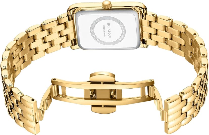 HOLSTOUR Watches for Women Vintage Bracelet Roman Dial Rectangular Case Gold Watch Waterproof with Tools