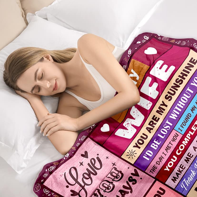 Gifts for Wife from Husbend - Anniversary Wedding Gifts for Women - Best Wife Birthday Gift Ideas - Christmas Mothers Valentines Day Romantic I Love You Gift for Her - To My Wife's Blanket 50"x60"
