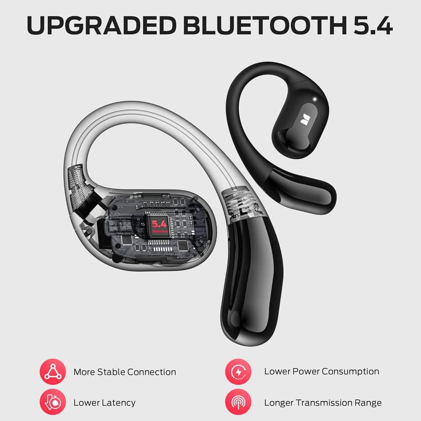 Monster Open Ear AC317 Headphones, Wireless Headphones with Stereo Sound, Bluetooth 5.4, 24H Playback, Crystal Clear Calls, Type-C Charging, Touch Control, Sweat Resistant Open Ear Wireless Earbuds