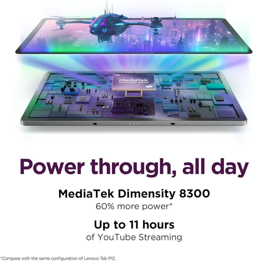 Lenovo Idea Tab Pro with Google Gemini - Student Tablet - 12.7” 3K LCD Display - 8 GB Memory - 128 GB Storage - MediaTek Dimensity 8300 - Includes Pen and Folio Case