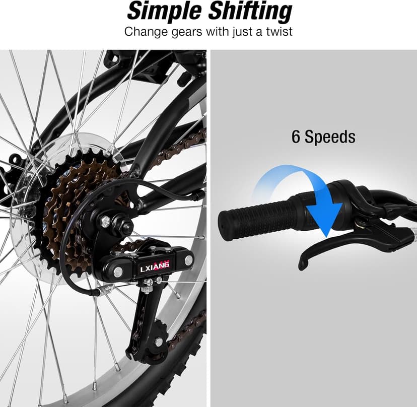 WEIZE Kids Mountain Bike, 20 24 inch Kids' Bicycles for 6-14 Years Old Boys Girls with Dual Full Suspension, 6 Speeds Drivetrain, High-Carbon Steel Frame, Ideal for Young Riders and Adventurers