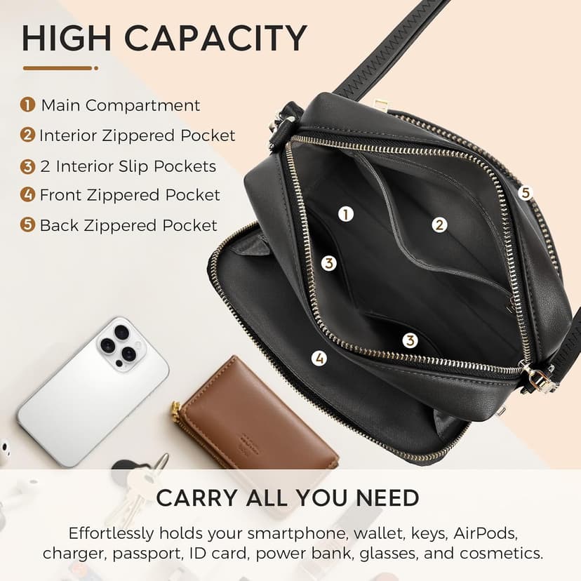FYY Small Crossbody Bags for Women Vegan Leather Crossbody Purses for Women Travel with Adjustable Shoulder Strap