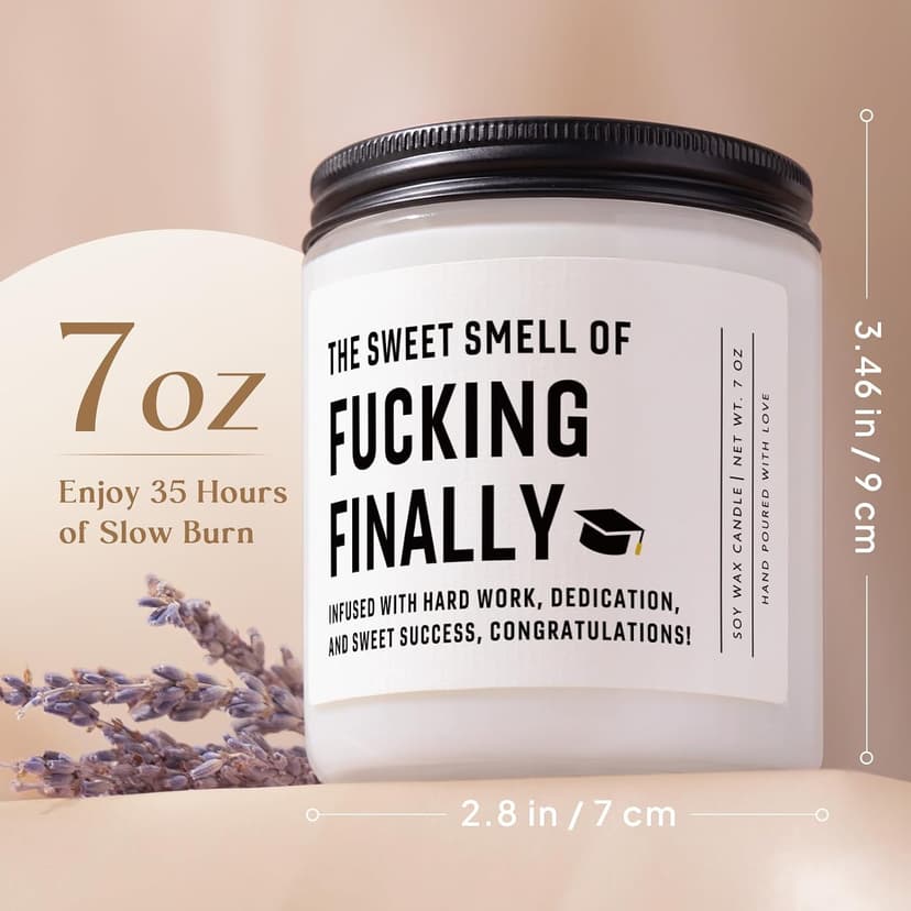Shqiueos Funny Graduation Gifts for Her Him, Graduation Candle for Women Men Lavender Scented 7 Oz, 2025 Graduations Gifts for Masters Degree, College, High School, PhD Grad Gift for Nurse Law School