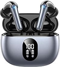 Wireless Earbuds Bluetooth 5.3 Ear Buds, Hi-Fi Stereo Bass Ear Buds with 48H Playtime & LED Display, Lightweight in-Ear Headphones with Mic, IPX7 Waterproof, Touch Control for iPhone SilverPurple