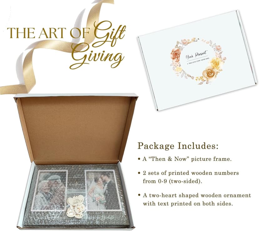 Anniversary Wedding Gifts for Couple Parents Wife Husband. (1-99) Years Then & Now Anniversary Picture Frames(3 Options).