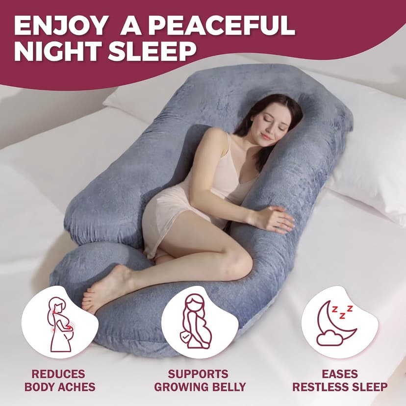 PILLANI Pregnancy Pillows for Sleeping - V C U Shaped 57inch Full Body Pillow with Removable Washable Cover, Cooling Maternity Pillow for Pregnant Women, Support for Back Belly Legs Hip