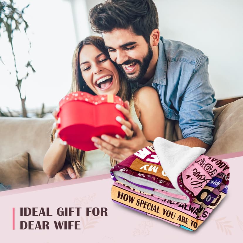 Gifts for Wife from Husbend - Anniversary Wedding Gifts for Women - Best Wife Birthday Gift Ideas - Christmas Mothers Valentines Day Romantic I Love You Gift for Her - To My Wife's Blanket 50"x60"