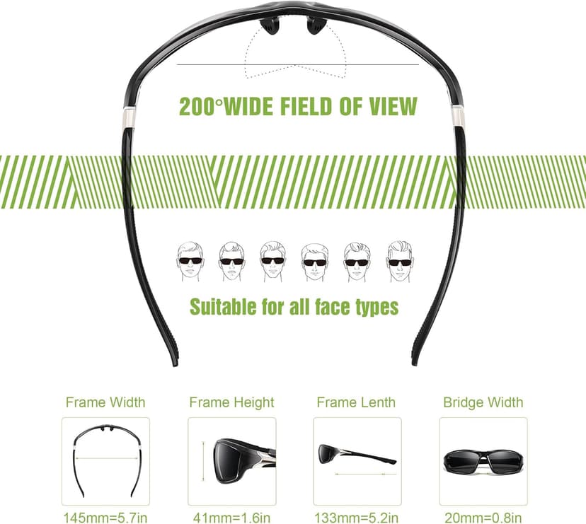 Foliful 3 Pack Polarized Sports Sunglasses for Men, Mens Sunglasses Wrap Around UV400 Protection for Cycling Fishing Driving