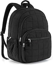 BAGSMART College Laptop Backpack, Travel Backpack for Women, Quilted Casual Daypack, Water-Resistant Bookbag for 15.6 Inch Laptop, Black