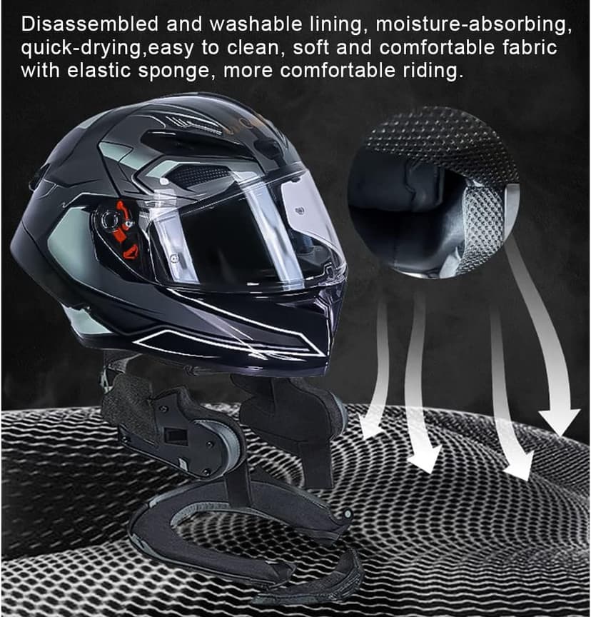 Full Face Motorcycle Helmet, DOT Approved, ABS Shell, Graffiti & Handprint Art Graphic Design, for Men Women and Youth