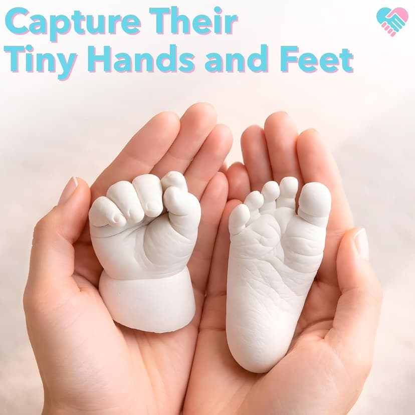 The original baby casting kit - captures newborn hand & foot forever. Non-toxic, safe, easy - perfect new mom gift Luna Bean Baby Casting Kit - Hand & Foot Keepsake Mold, 2pc, New Mom Gift B0DPLBNZNG