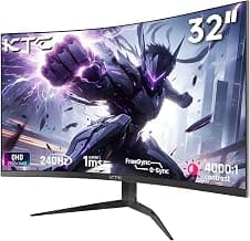 KTC 32Inch 240Hz Curved Gaming Monitor, 1000R VA, QHD(2560x1440p), 4000:1 Contrast, Support FreeSync GSync, HDMI2.0(144hz)/DP1.4(240hz)/Earphone, Tilt, Xbox PS5 Switch, 2K Computer Monitor (Renewed)