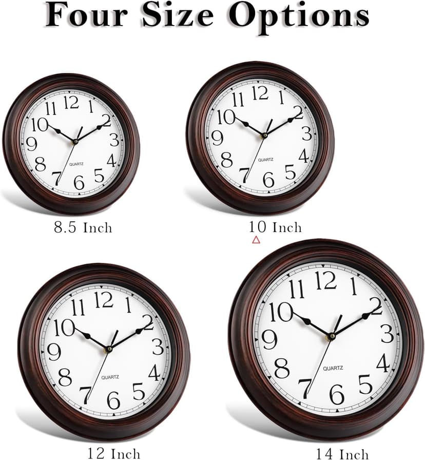 KECYET Wall Clock 10 Inch Battery Operated Silent Non-Ticking Wall Clock Vintage Retro Rustic Style Decorative for Bedroom Living Room Kitchen Home Office (Bronze)