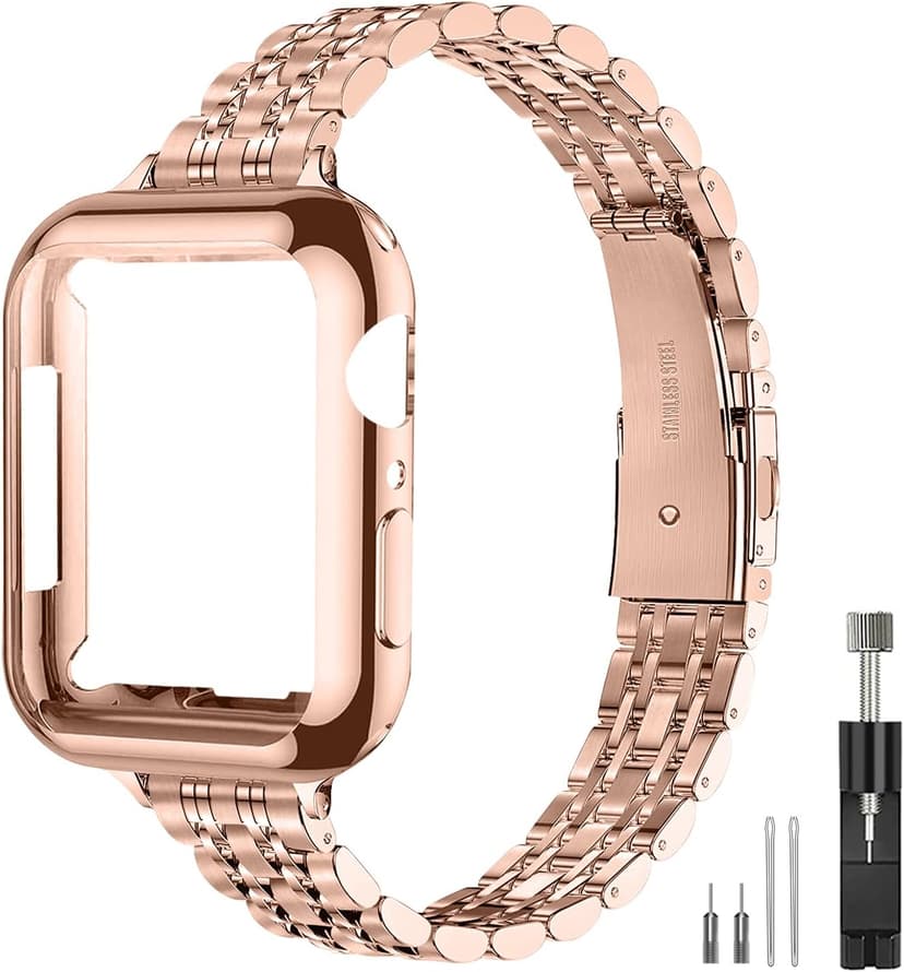 Slim Watch Band Compatible with Apple Watch 41mm 45mm 42mm 44mm 40mm 38mm Metal Stainless Steel Watchband Suitable for iWatch 10/9/8/7/6/5/4/3/2/1/SE Series Women Luxury Strap