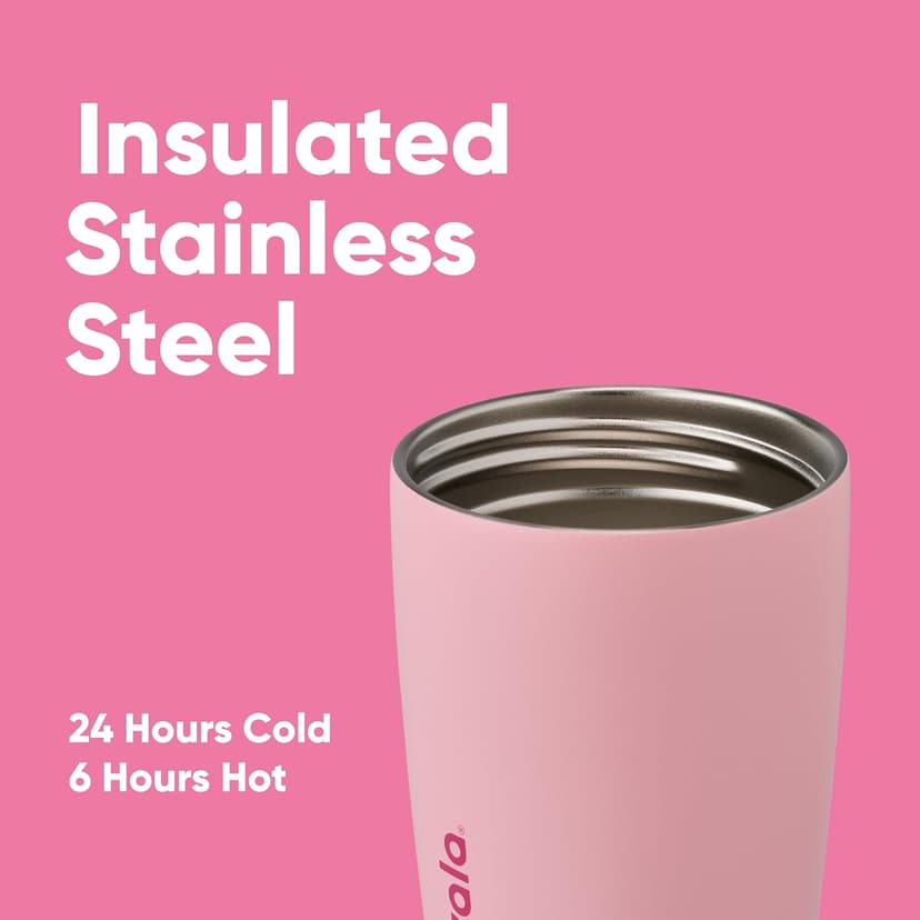 Owala SmoothSip Slider Insulated Stainless Steel Coffee Tumbler, Reusable Iced Coffee Cup, Hot Coffee Travel Mug, BPA Free 12 oz, Pink (Pucker Up) B0DF44GN8Y