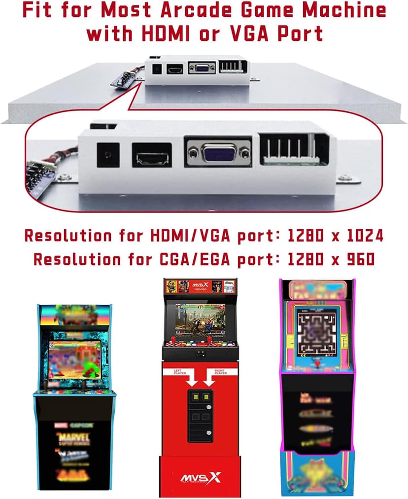 UNICO 17 inch Phoenix Monitor Replacement for Arcade Machine, 1280 * 1024 Pixels Arcade Screen for HDMI/VGA/CG/EGA Retro Game Cabinet