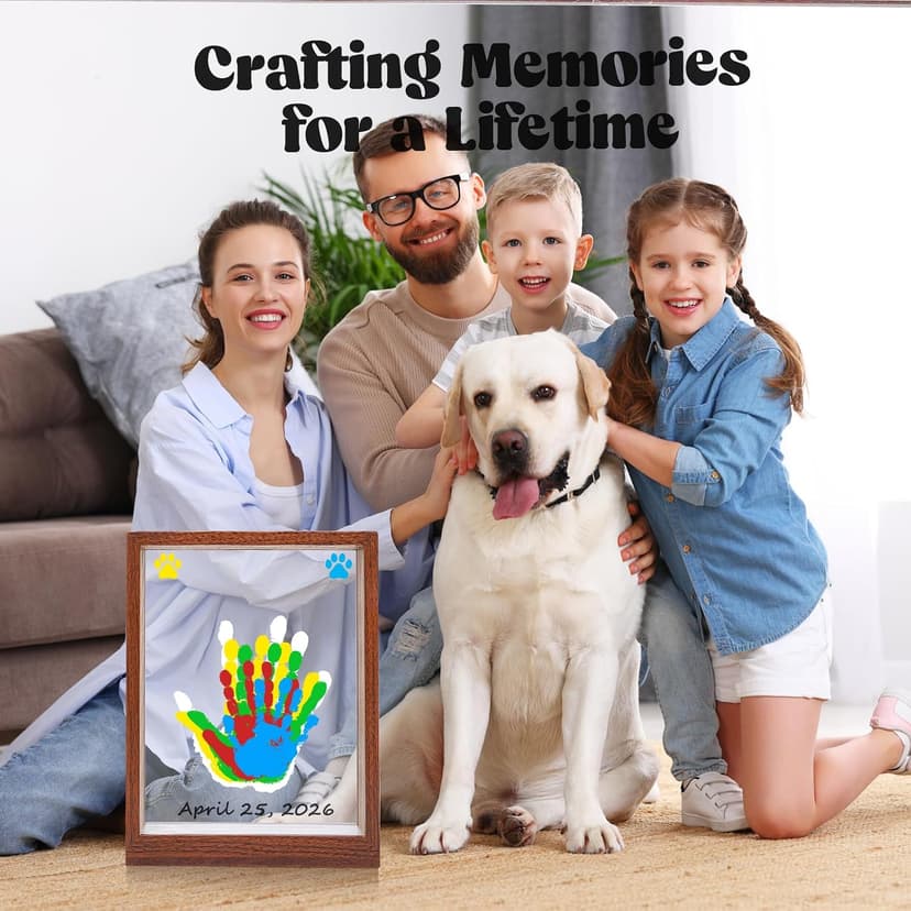 Bixinyo Family Handprint Kit with Light, Baby Hand and Footprint Keepsake Wooden Frame, Family Gifts for Mom, New Parents, Mother's Day, Adoption Gifts, 5 Non-Toxic Paints (Light, Maroon) B0GQGTNBSD