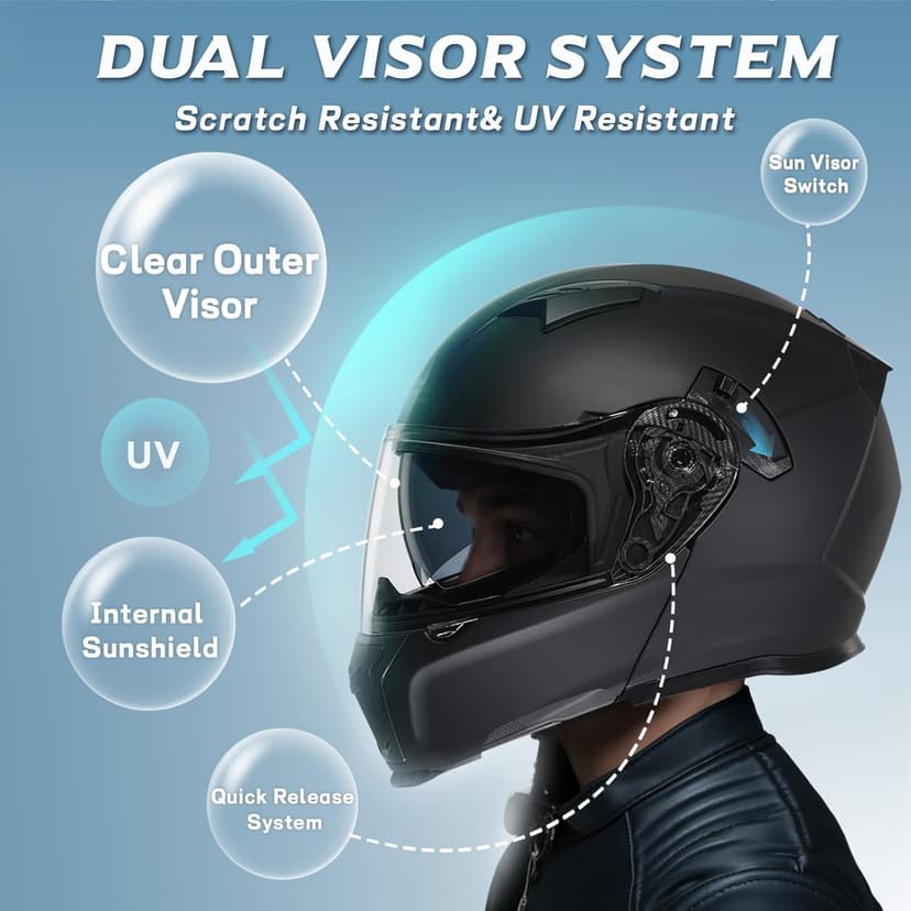TRIANGLE Modular Motorcycle Helmets for Men Flip Up Full Face Helmet Dual Visor with Internal Sunshield DOT Approved