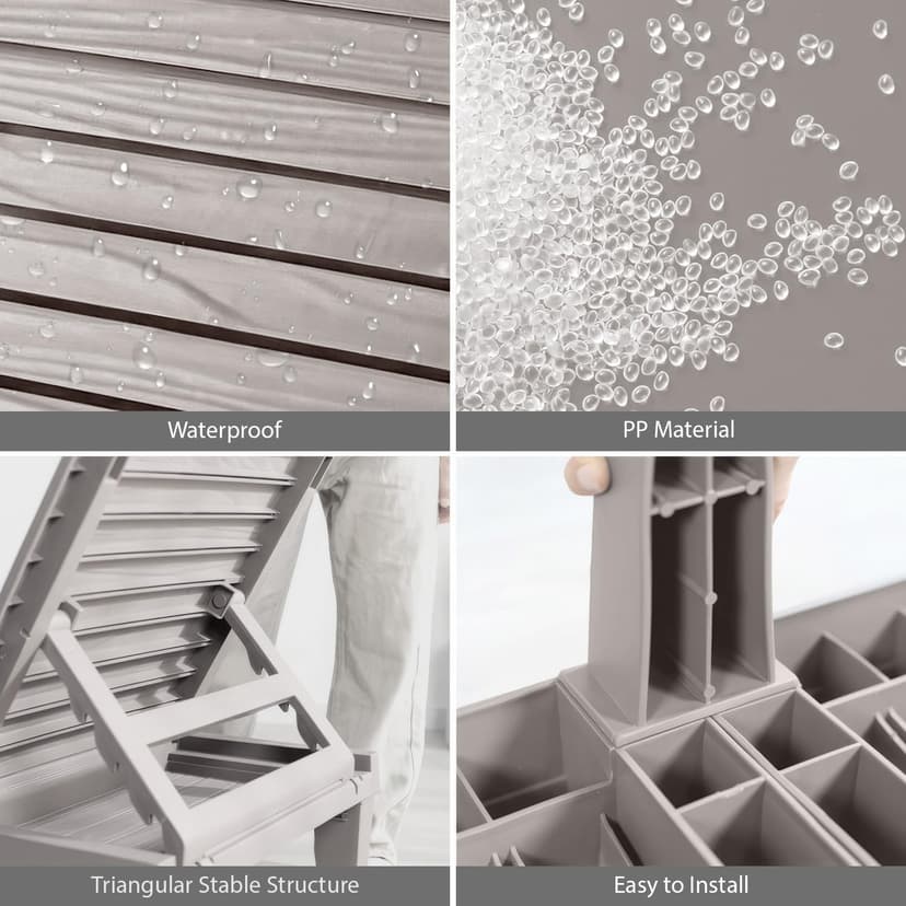 Nestl Patio Chairs - Grey Chaise Lounge Chair Outdoor, 5-Position Adjustable Sun Tanning Chair, Waterproof Pool Lounge Chairs Set of 2, Reclining Lawn Chair, Lightweight Outdoor Lounge Chairs