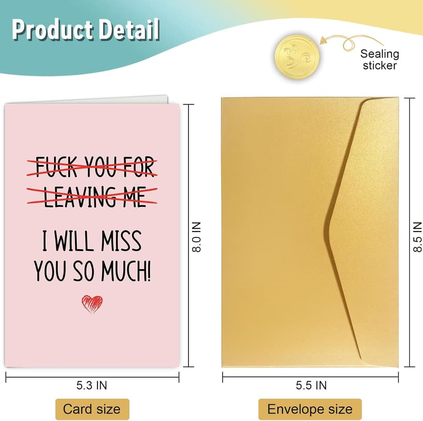 Spercy Coworker Leaving Card, Friend Moving Card, Going Away Gift for Colleague, Farewell Gifts for Work Bestie
