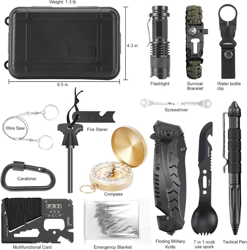 Survival kits 17 in 1, Emergency Survival Gear and Equipment, Cool Gadgets for Men Camping Fishing Hunting Outdoor