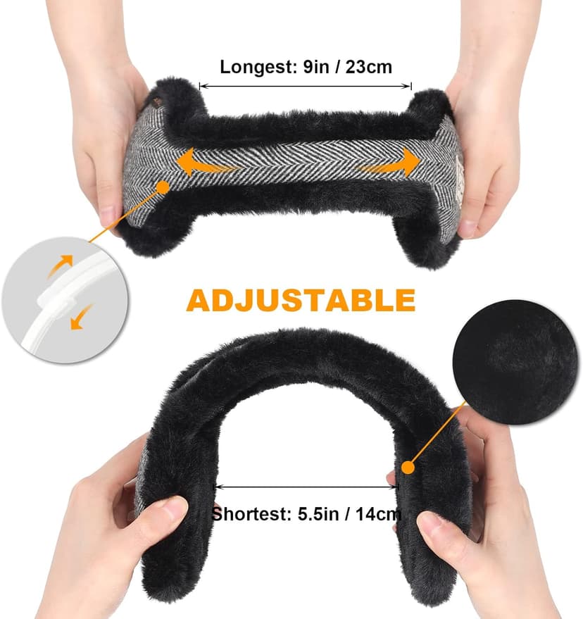 Surblue Unisex Foldable Ear Earmuffs Behind-the-Head Fur Winter Outdoor Ear Warmers