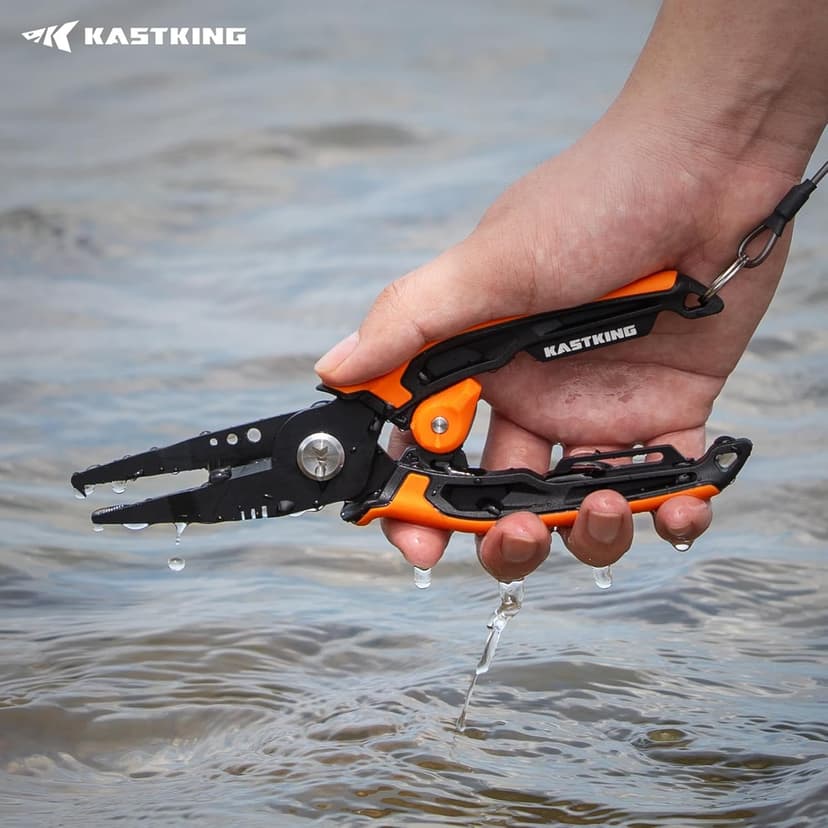 KastKing AeroVice 7.5” Fishing Pliers, 420 Stainless Steel, Uni-Body Construction, Lightweight & Corrosion-Resistant, Multi-Function Jaws, Braid Cutters, Sheath, Lanyard & Carabiner
