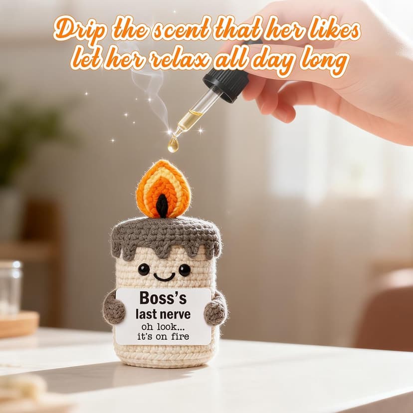 Boss Lady Female Male Gifts, Funny Birthday Christmas Leaving Gag Gift for Supervisor Manager, Handmade Crochet Candle Decor Funny Bosses Day Gifts for Women Man, Appreciation Gifts for Boss B0G2LZ6T1K