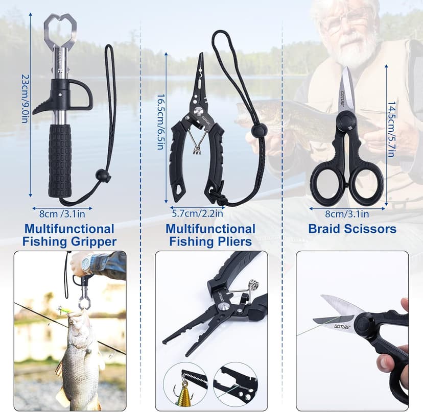 Goture Fishing Rod and Reel Combos,1.8M-2.7M Telescopic Fishing Pole Spinning Reel Line Lures Set with Carrier Bag,Telescopic Rod Kit for Starter Travel Saltwater Freshwater Gear Gift